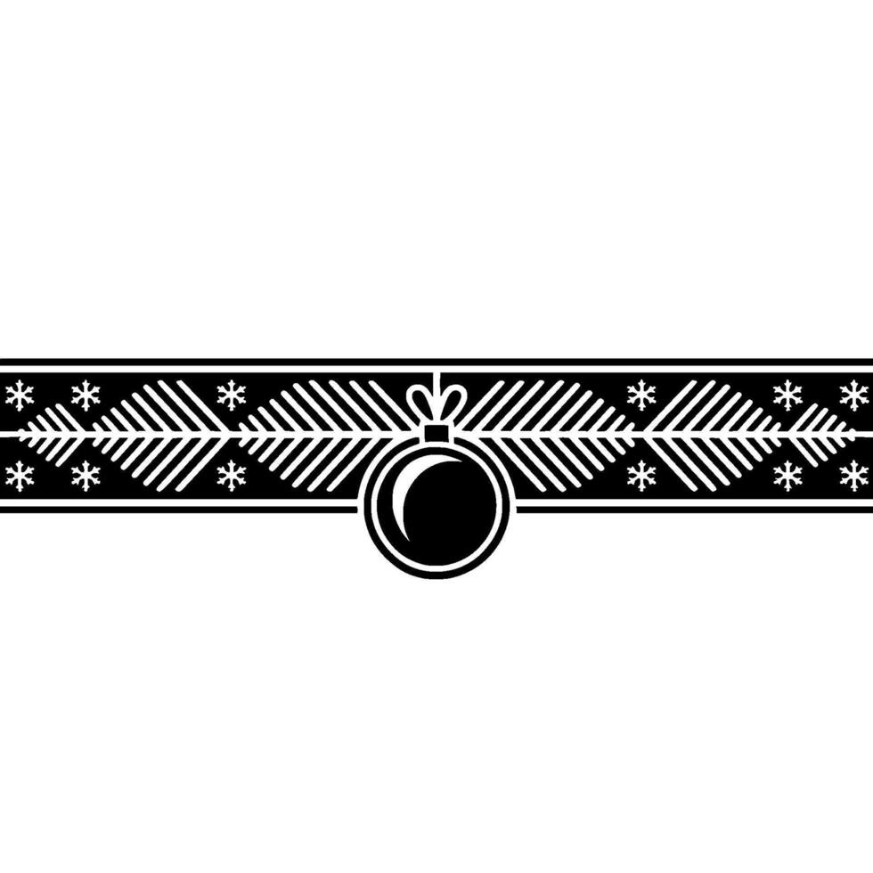 Minimalist Black White Christmas Ornament Border. vector