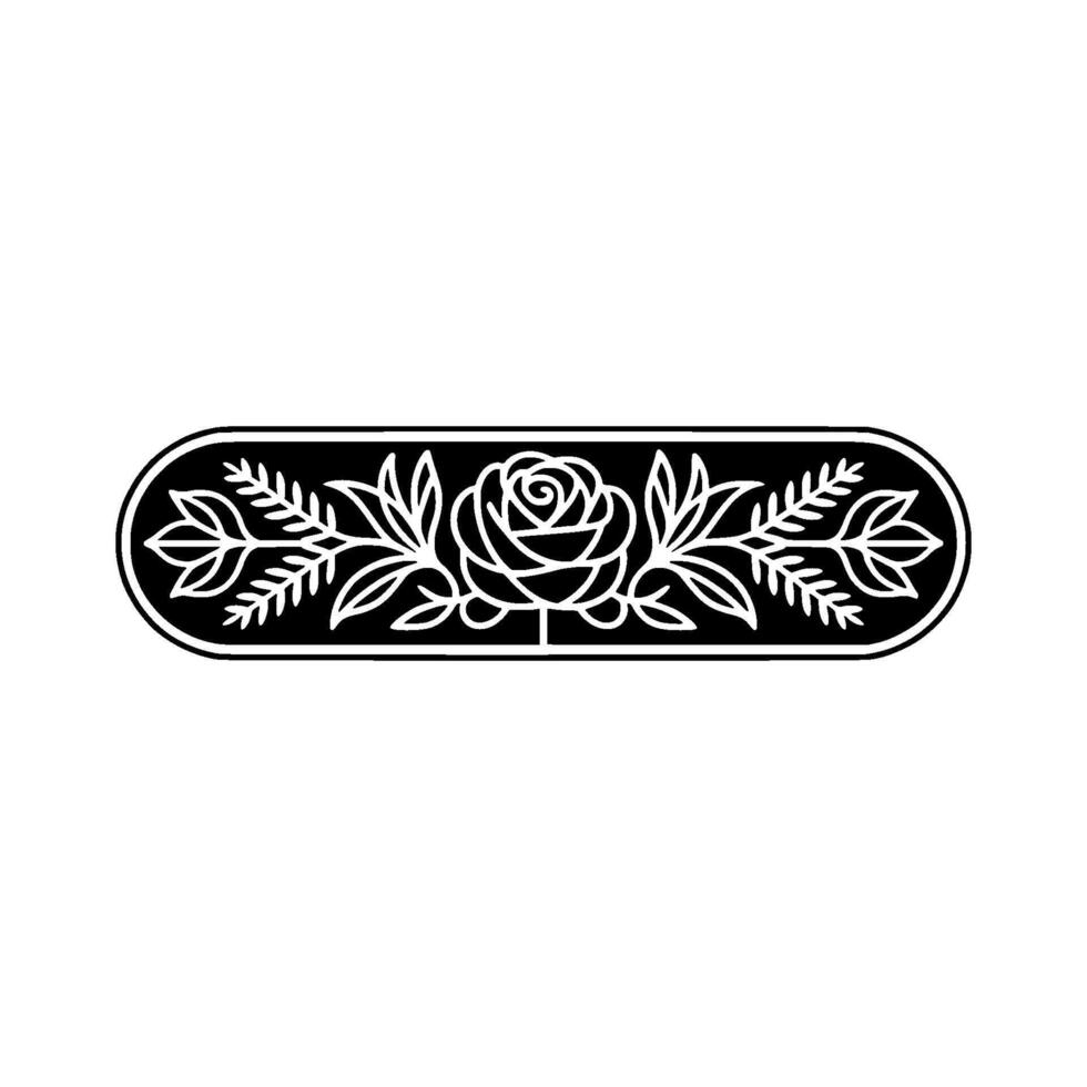 Minimalist Rose Emblem Black White Floral. vector