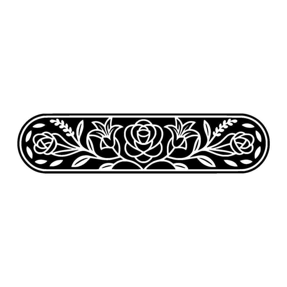 Elegant Floral Border , Black and White, Decorative Motif. vector