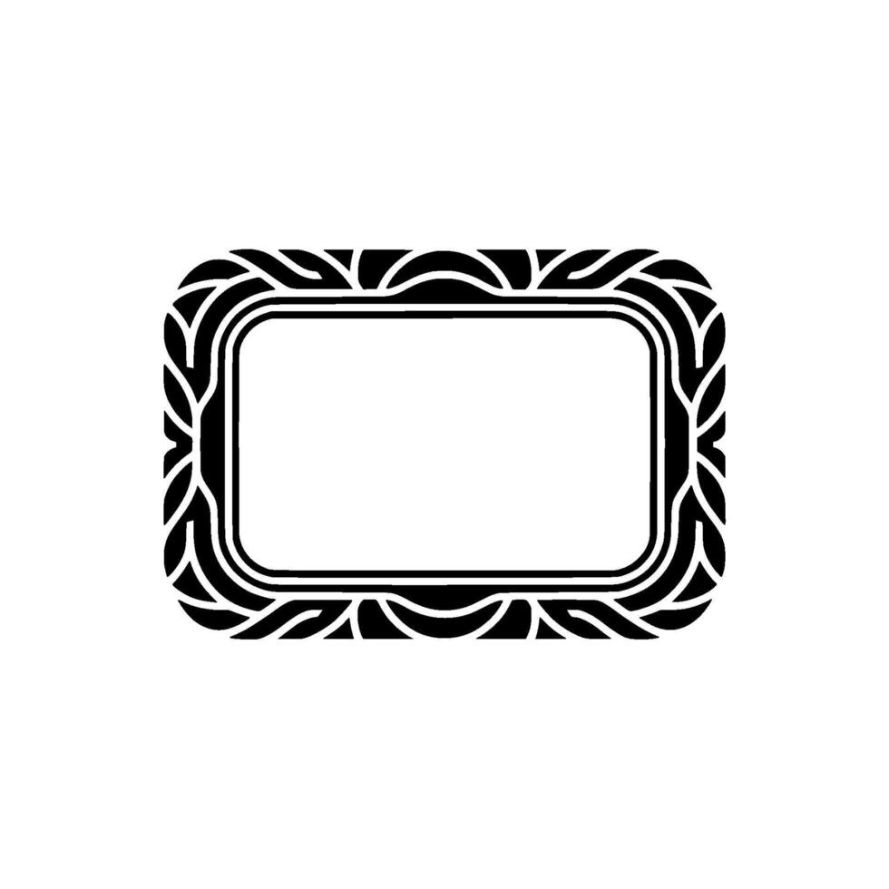 Decorative Black Frame with Rounded Corners on White Background. vector