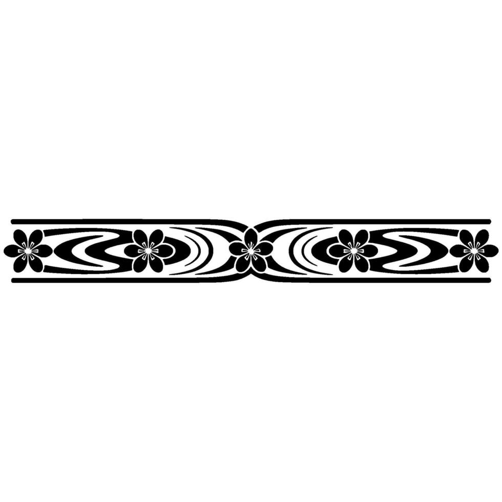 Minimalist Floral Border Black and White Decorative Element. vector