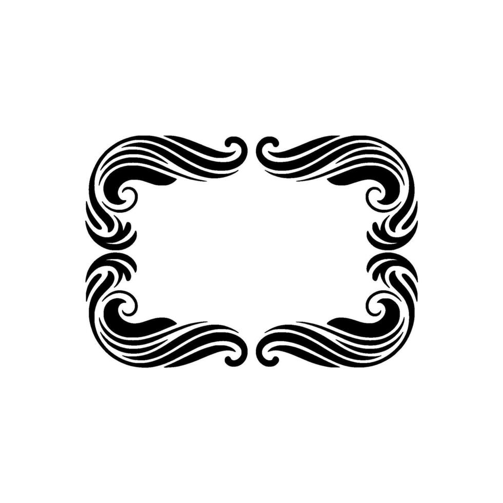Elegant Art Nouveau Frame, Black Swirls on White, Decorative. vector