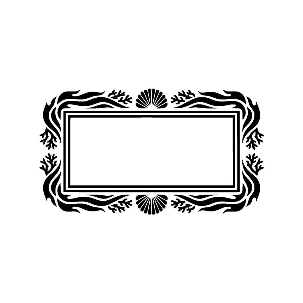 Elegant Coastal Frame Minimalist Black and White. vector