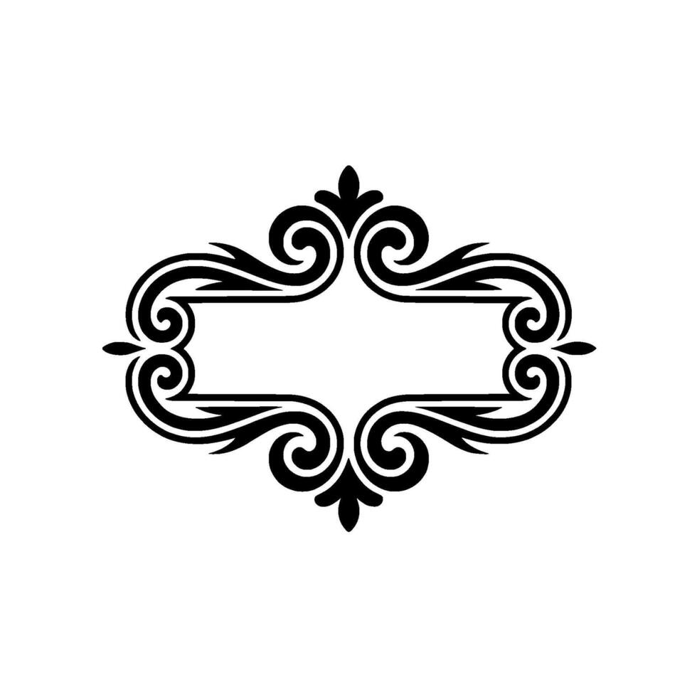 Black Ornamental Frame on White, Elegant Swirls, Minimalist. vector