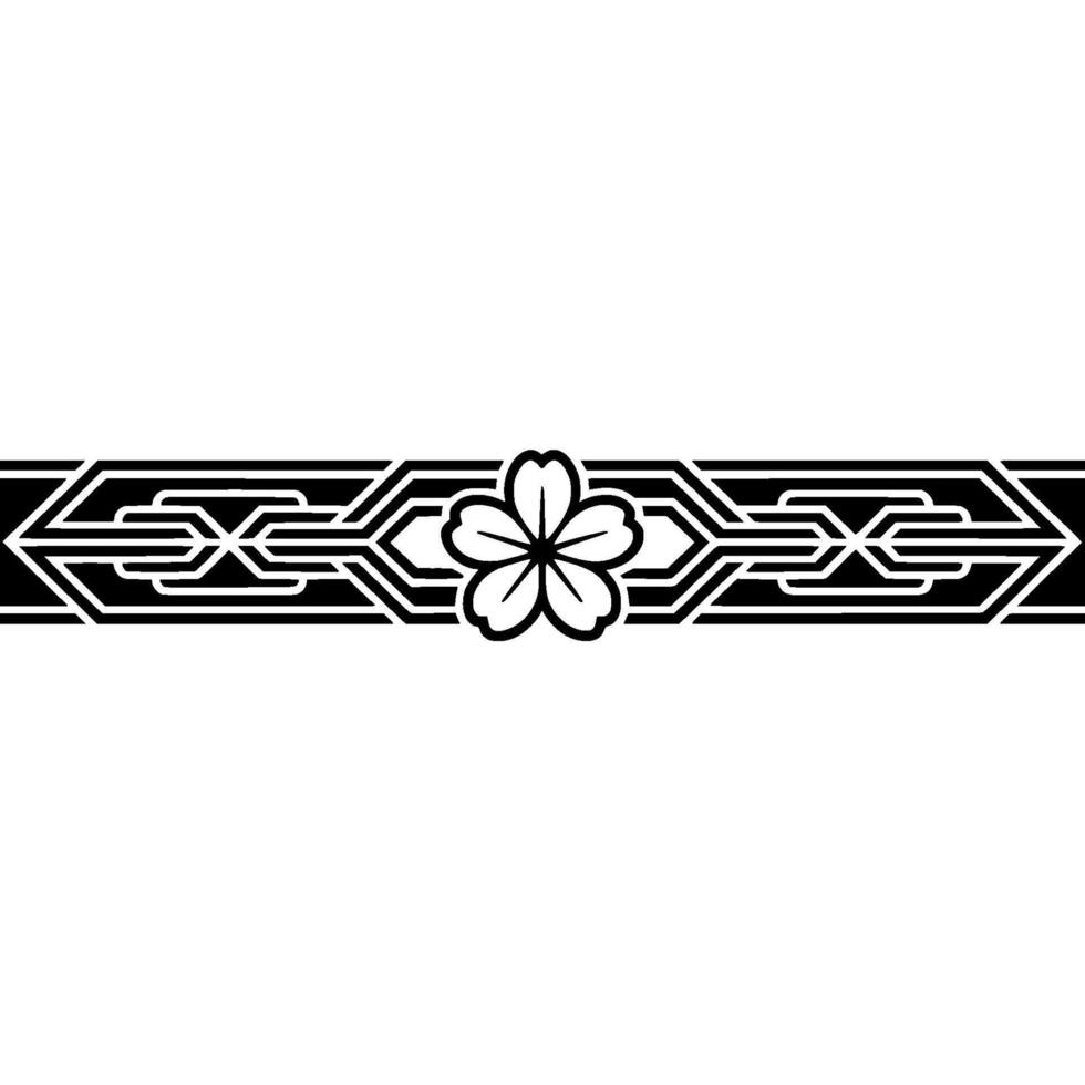Minimalist Cherry Blossom Geometric Border. vector