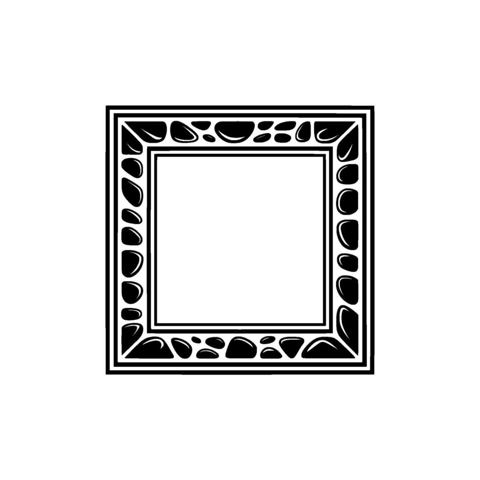 Stone Border Frame Silhouette, Decorative Elegant Minimalist. vector