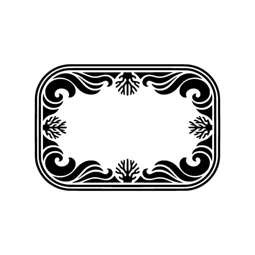 Elegant Black and White Decorative Frame with Organic Shapes. vector