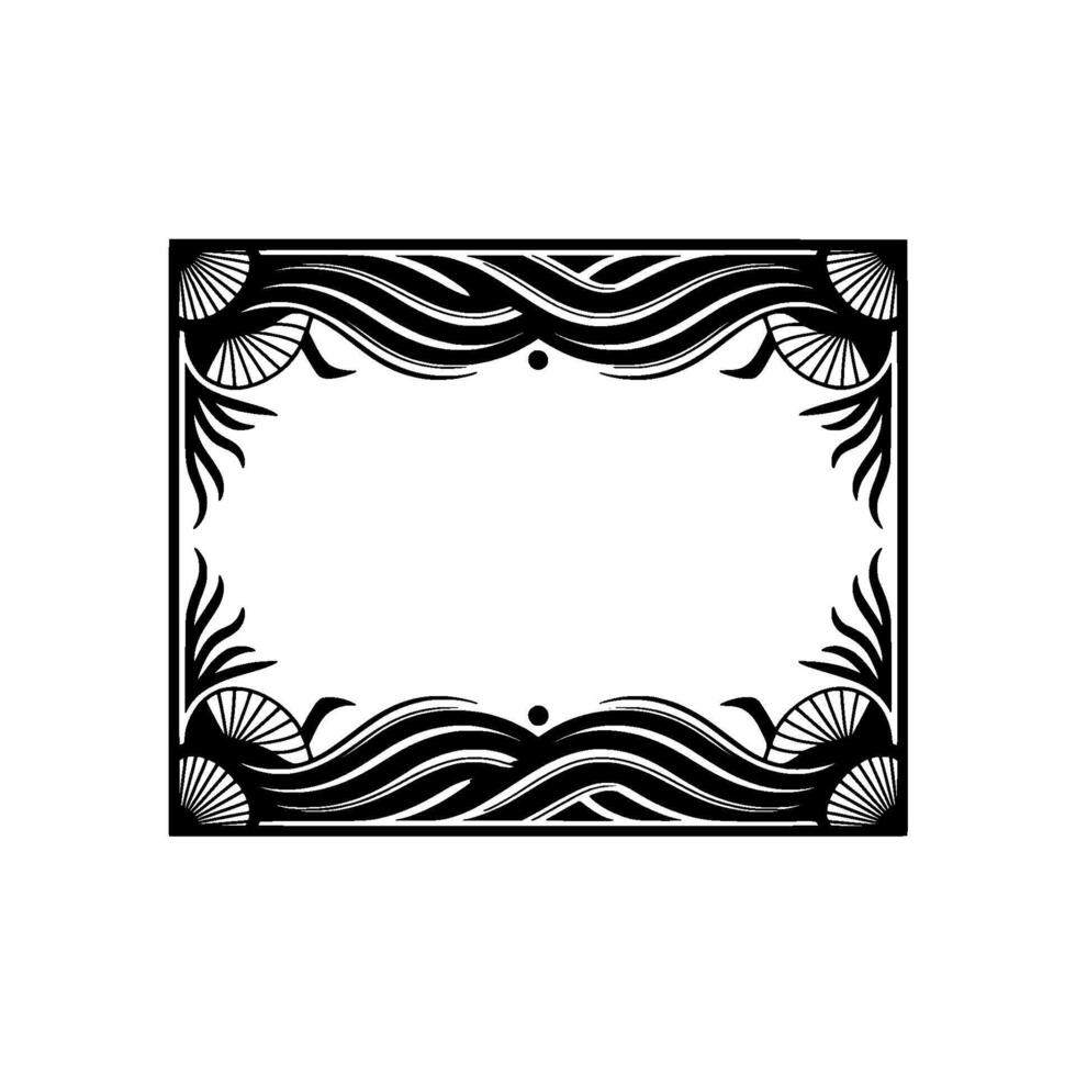 Elegant Art Deco Frame, Black and White, Certificate, Vintage. vector