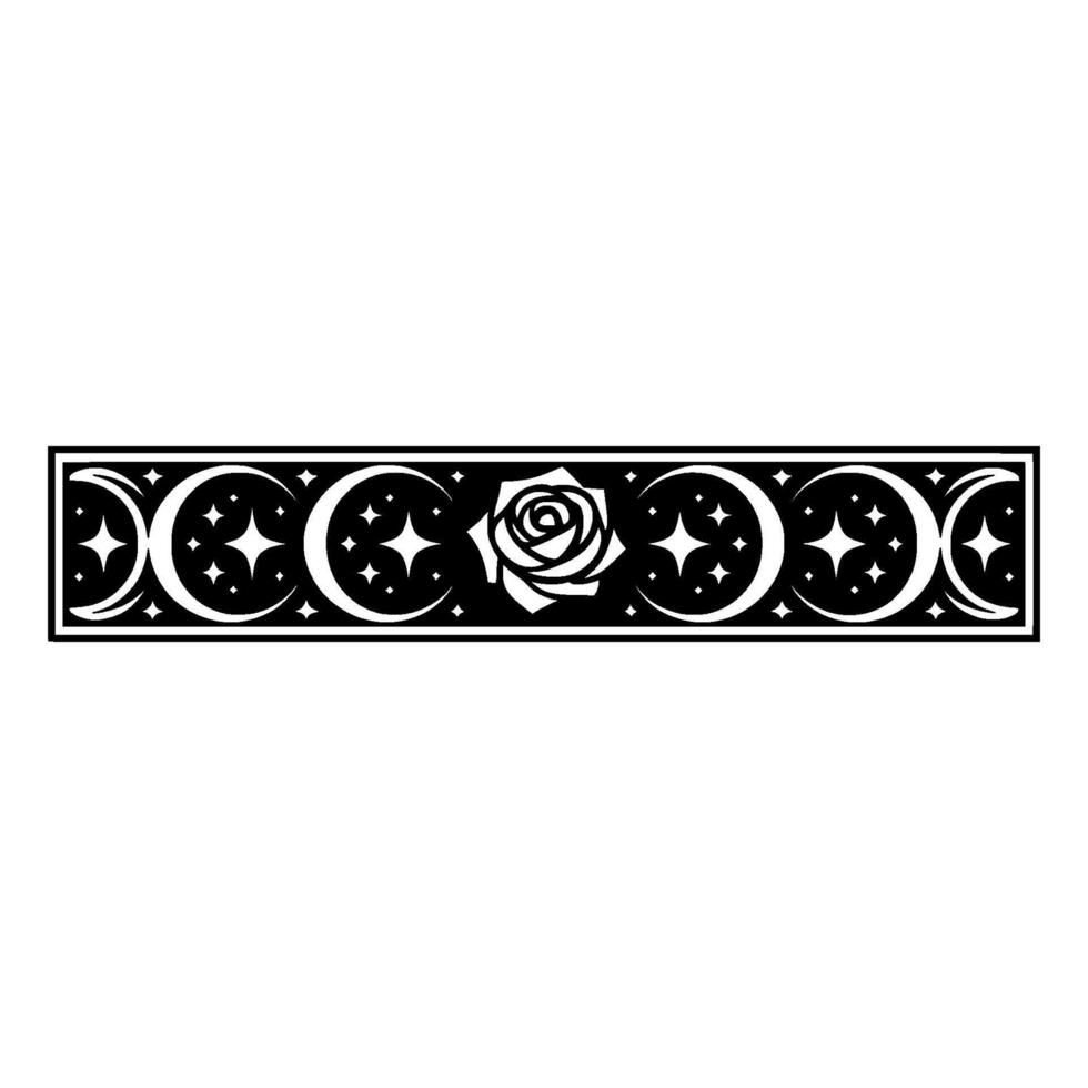 Elegant Celestial Rose Border, Gothic, Illustration. vector