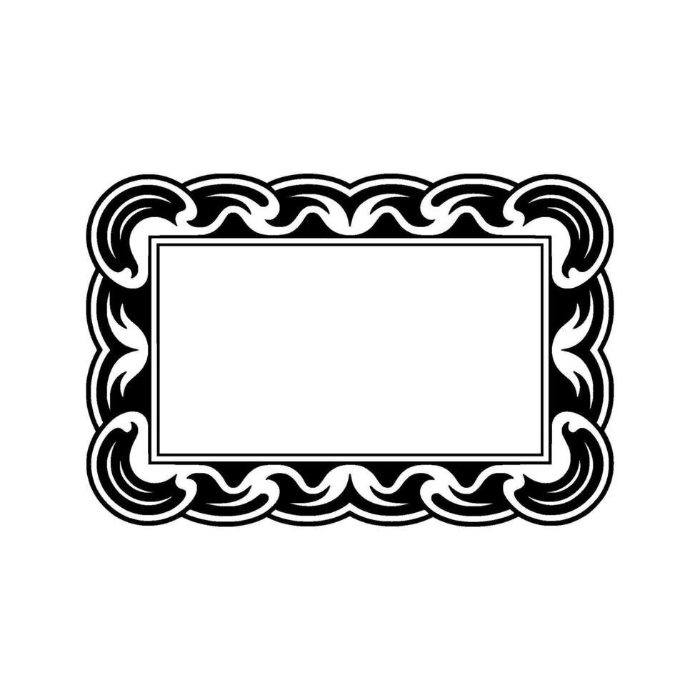 Elegant Black White Decorative Frame - Blank Canvas Element. vector
