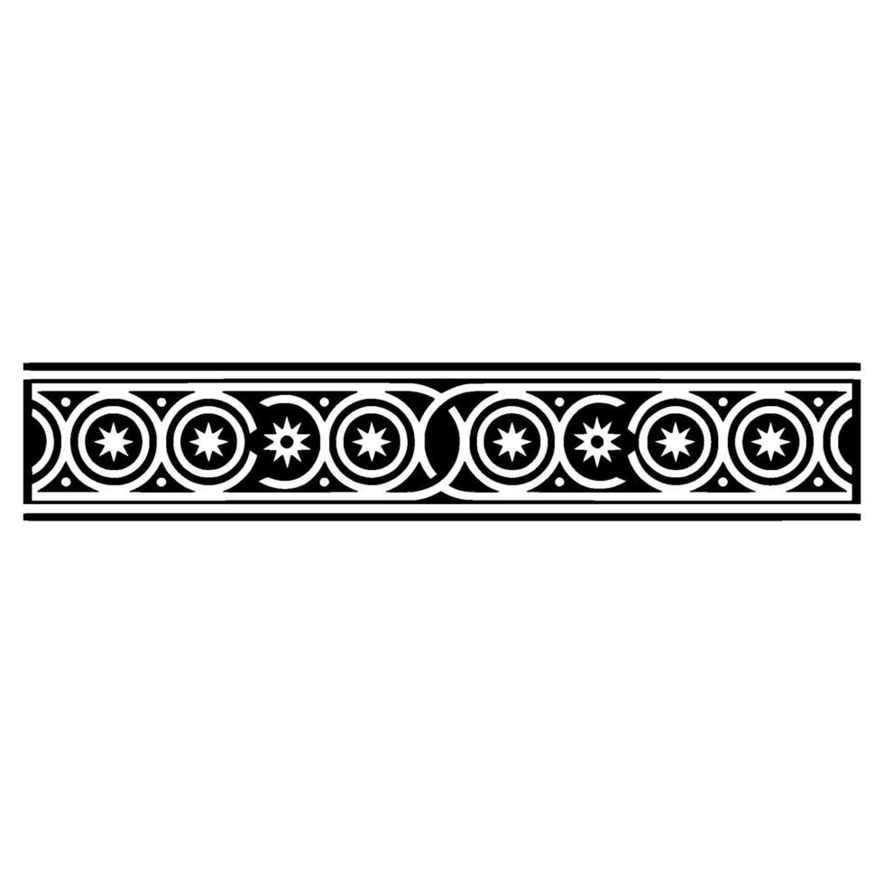 Ornate Geometric Border Black White Decorative. vector