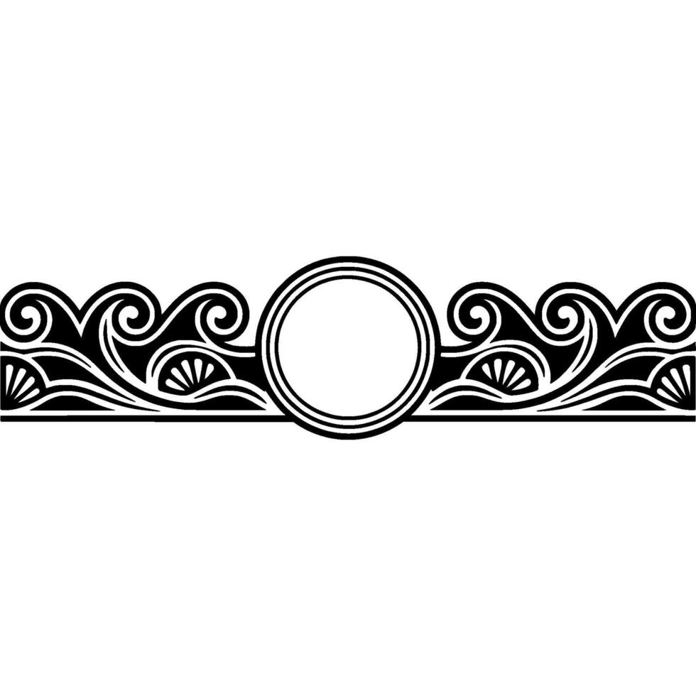 Elegant Decorative Border with Circle Element, Black and White. vector