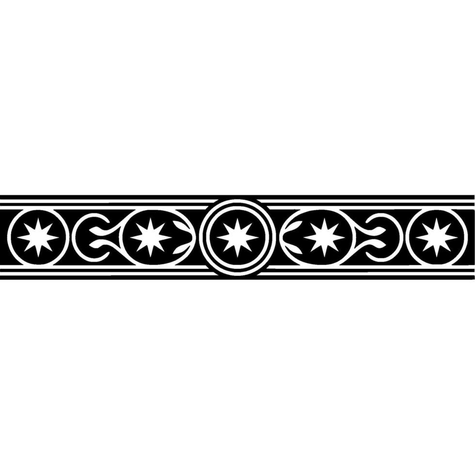 Elegant Geometric Star Border Ornament - Black White Pattern, Decorative. vector