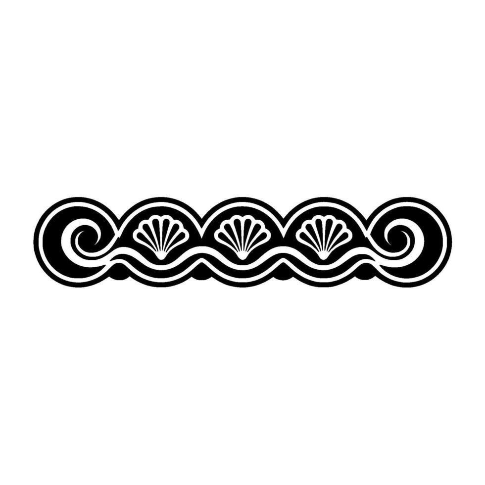 Black White Seashell Border, Geometric Nautical. vector
