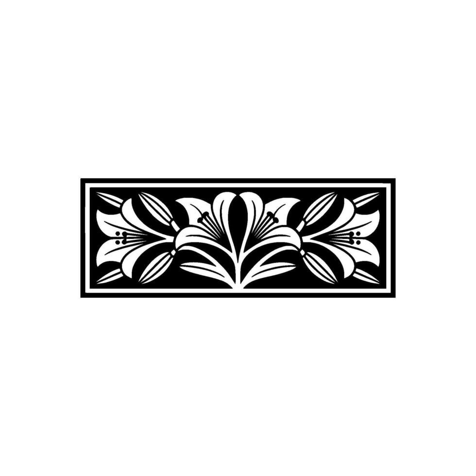 Elegant Art Nouveau Lily in Black and White. vector