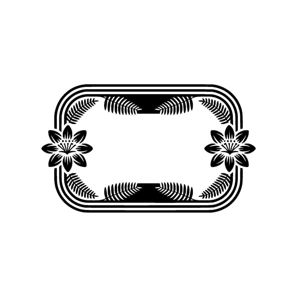 Elegant Floral Frame Black White Botanical. vector