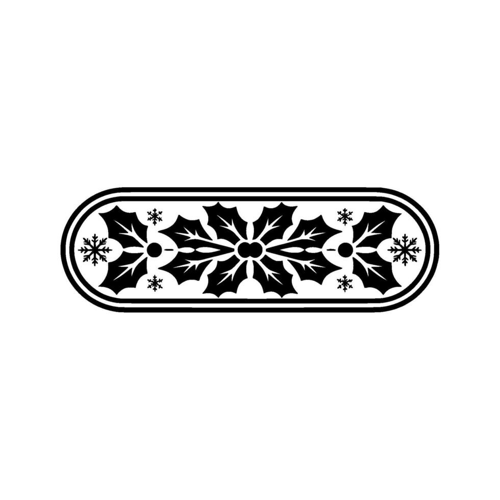 Black White Christmas Holly Border, Illustration. vector