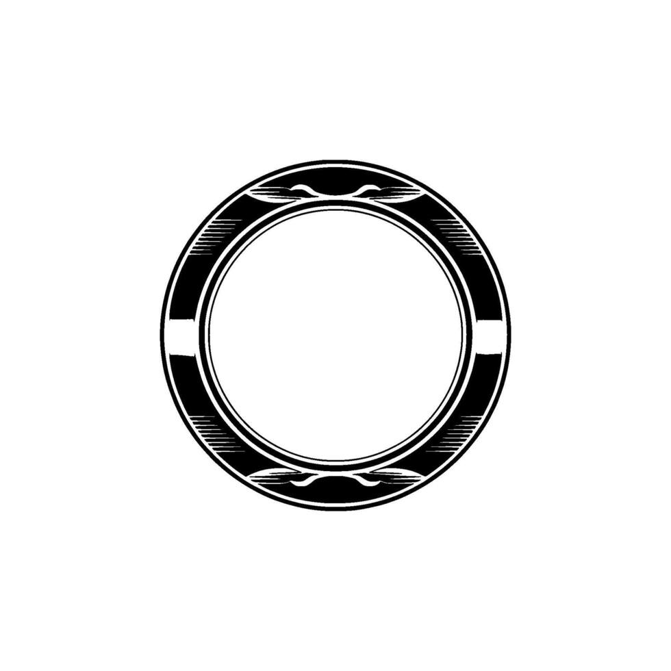 Elegant Circular Frame in Black and Silver, Minimalist Aesthetic. vector