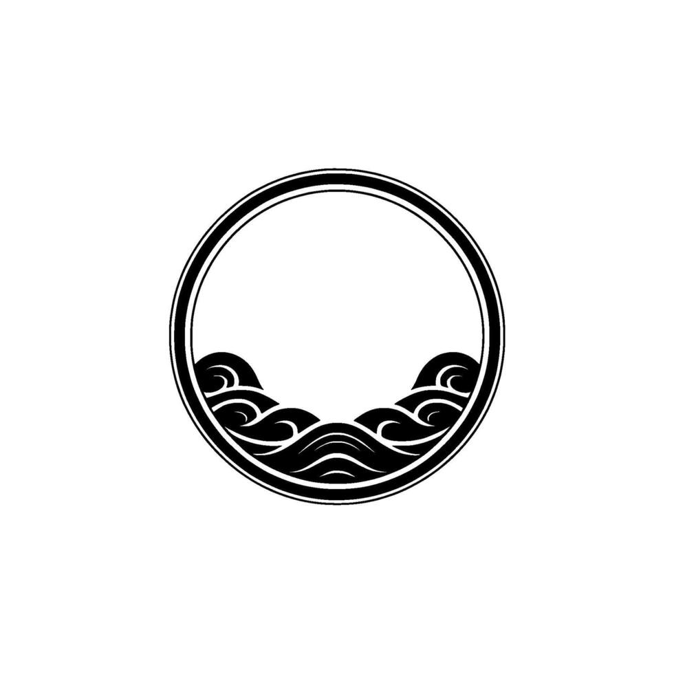 Minimalist Circular Water Wave , Black and White, Modern Element. vector