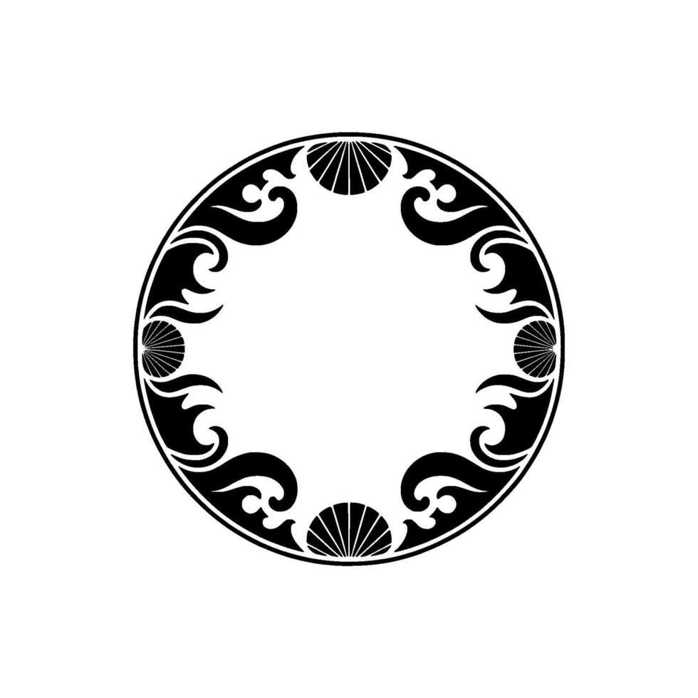 Elegant Art Deco Circular Frame with Shell Swirl Motif. vector