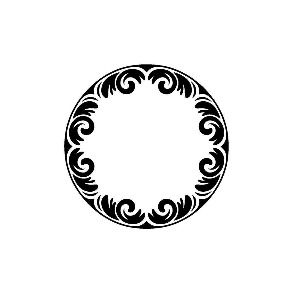 Elegant Black Circular Ornament on Light Gray Backdrop. vector