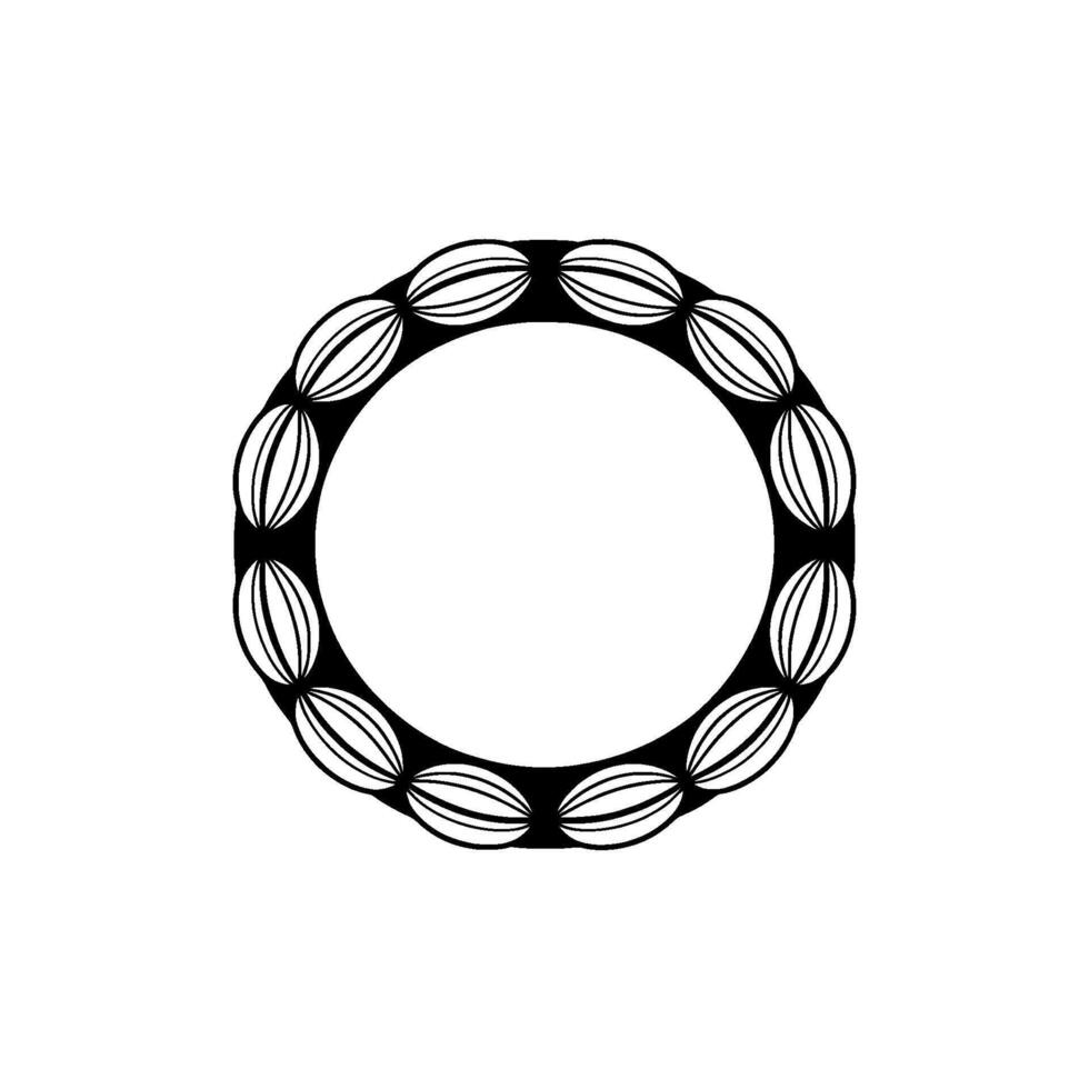 Minimalist Black Circle Ornament on White Decorative Border. vector