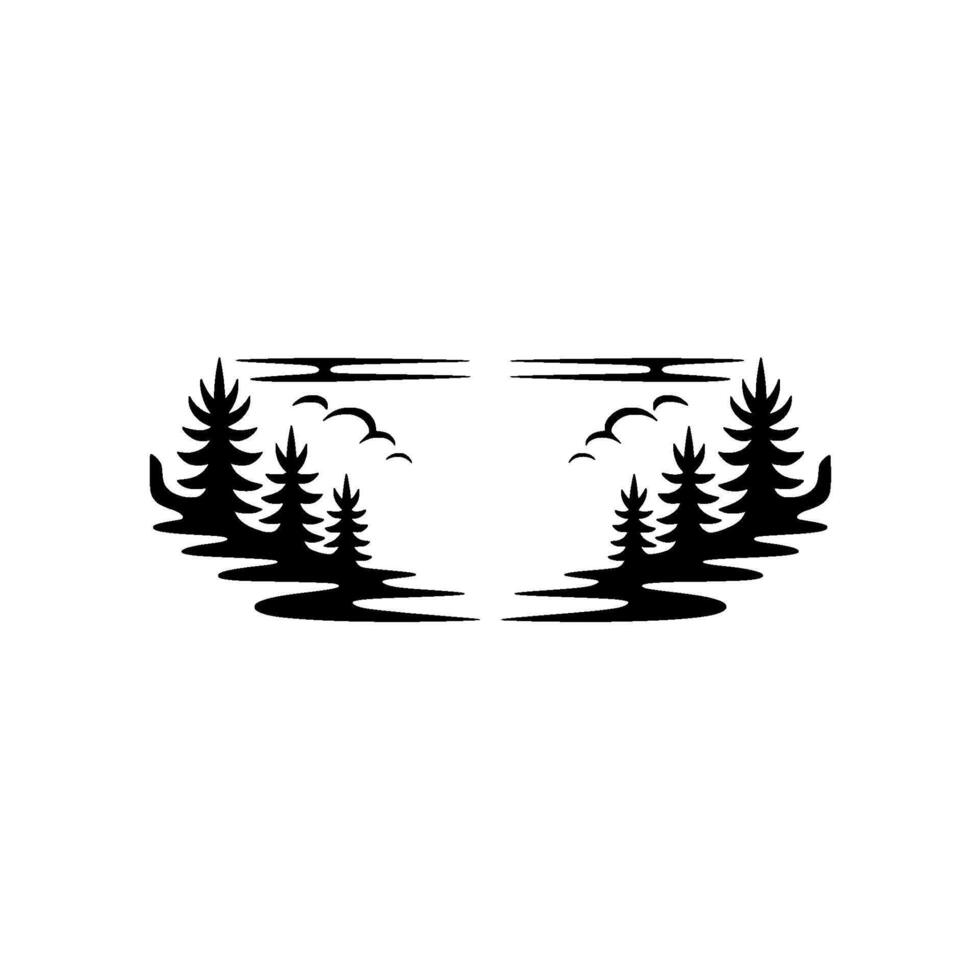 Minimalist Forest Landscape Silhouette. vector