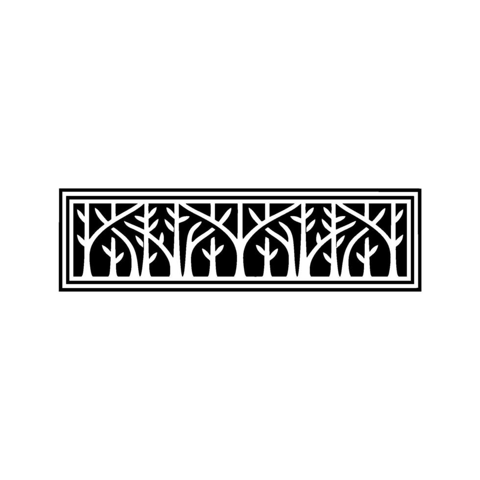 Black and White Forest Silhouette Border. vector