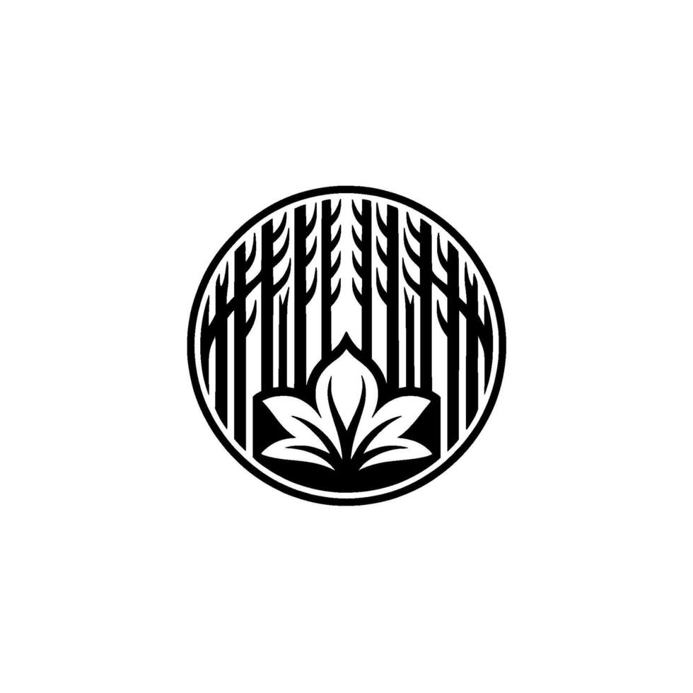 Serene Forest Lotus Minimalist Black and White Nature. vector