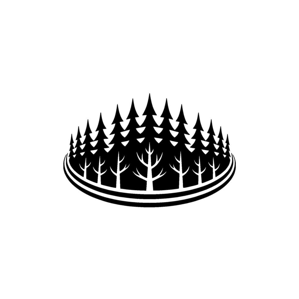 Minimalist Silhouette Forest Emblem on White Background. vector