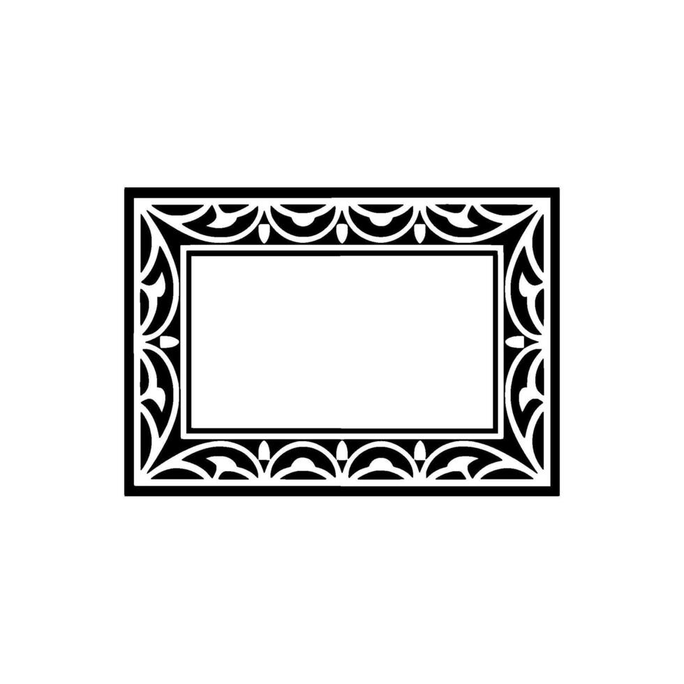 Elegant Black White Frame on Clean White Background. vector