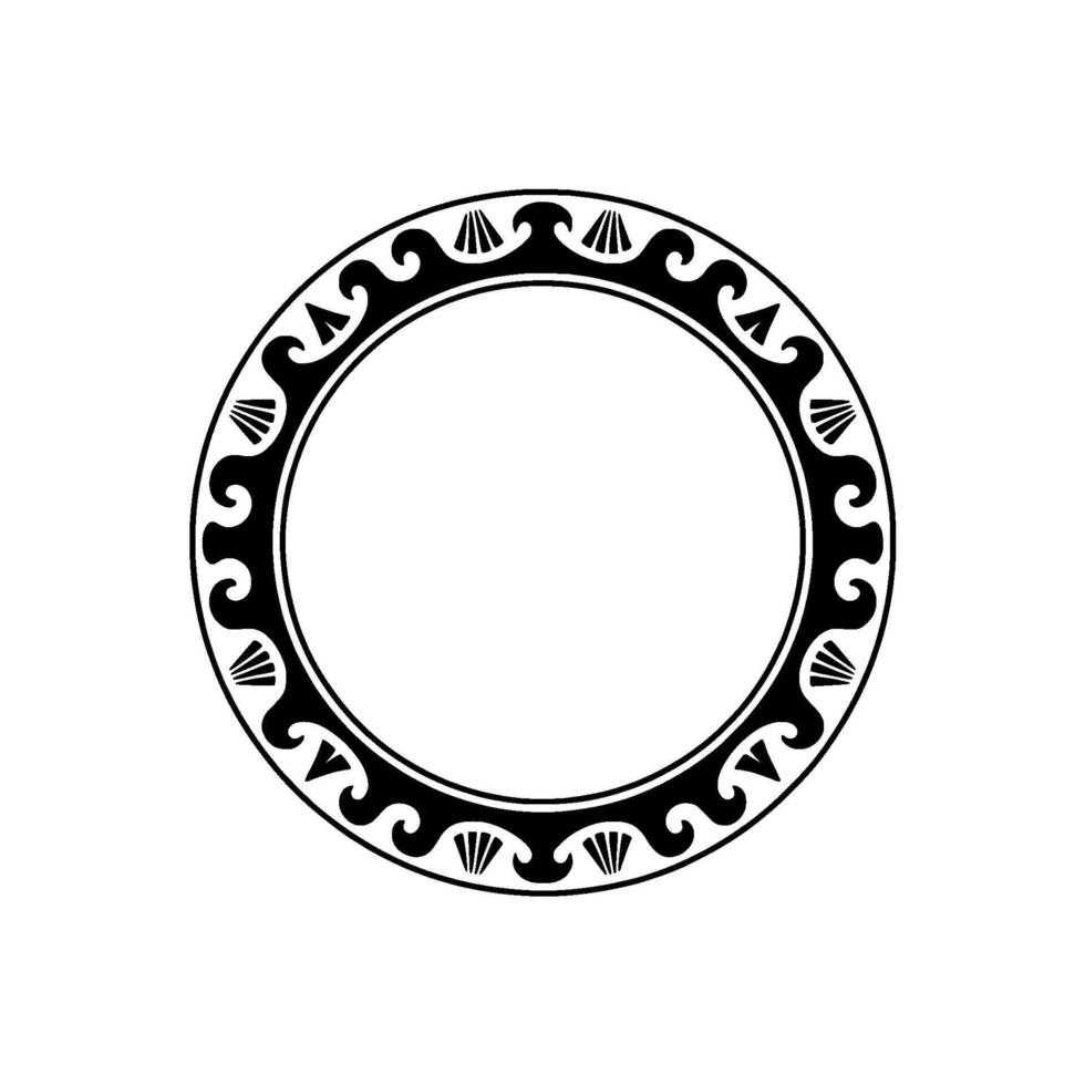 Circular Polynesian Tribal , Black Ink on White, Art. vector