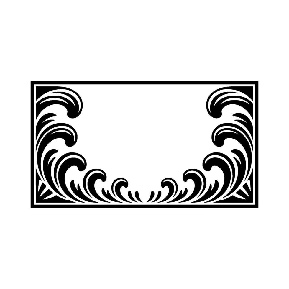 Elegant Swirl Border Frame, Black and White, Ornamental. vector