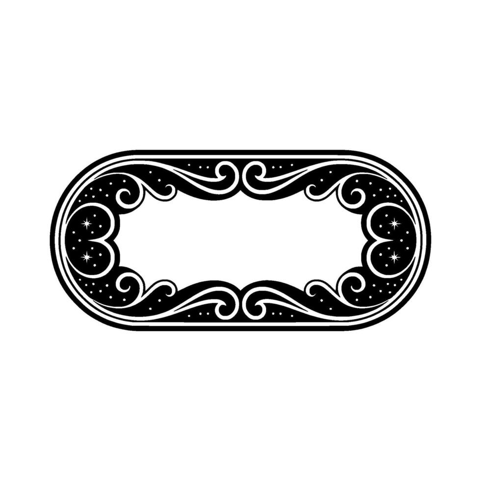 Ornate Black Oval Frame, Decorative Vintage. vector