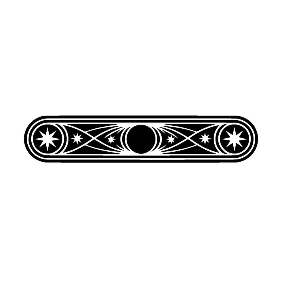 Celestial Ornament, Minimalist Black White Decorative Bar. vector