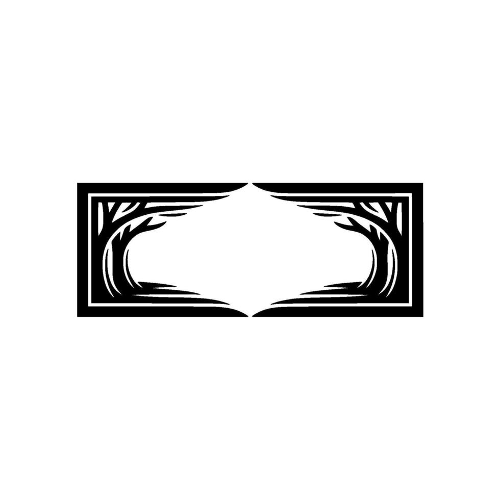 Minimalist Tree Frame in Black White. vector