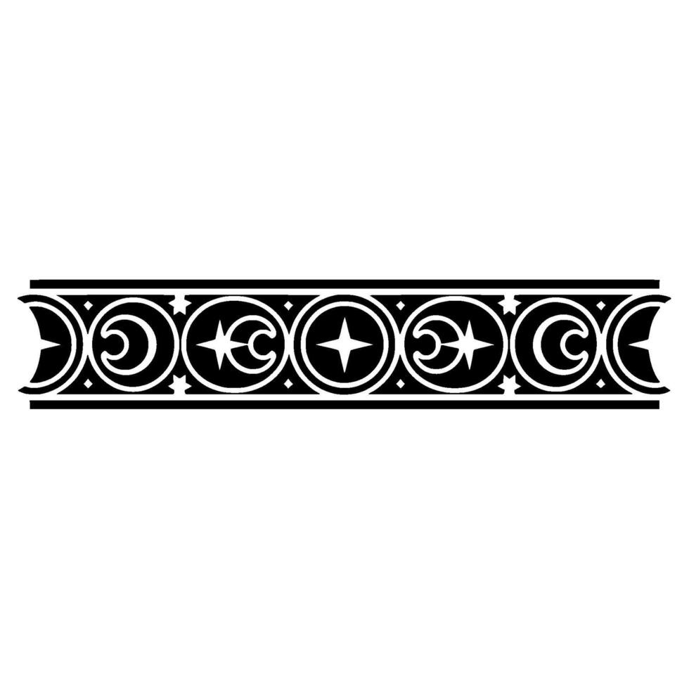 Black White Celestial Border on White Background. vector