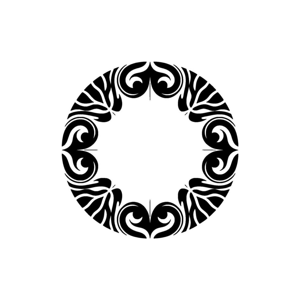 Ornamental Black Circle on White Minimalist. vector