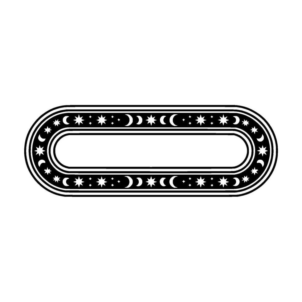 Celestial Oval Frame Black and White Minimalist. vector