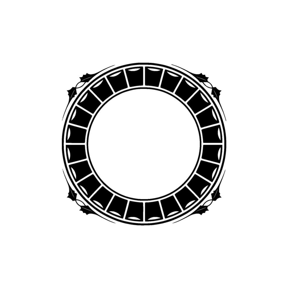 Elegant Black White Decorative Circular Frame - ,-. vector