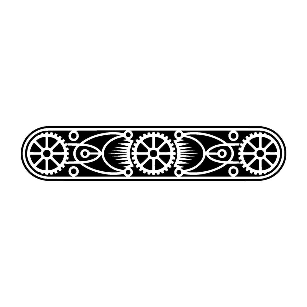 Abstract Geometric Gears Ornament, Black and White, Minimalist. vector
