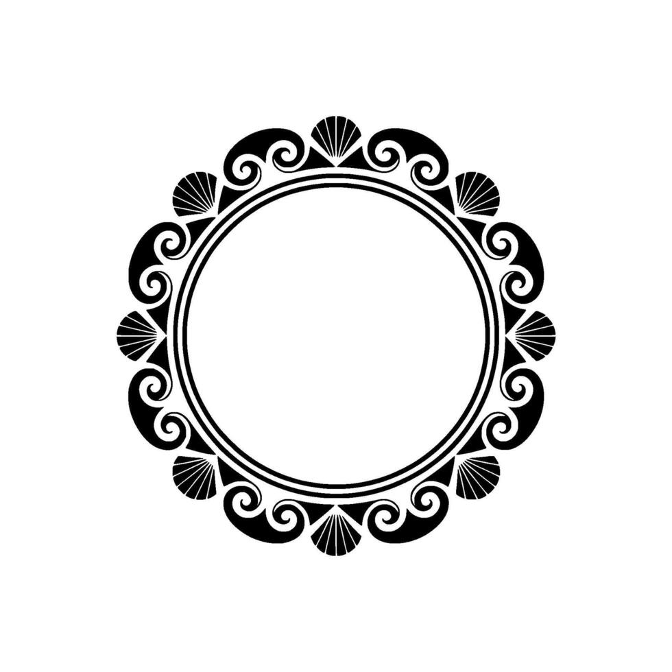 Elegant Circular Frame with Shells and Scrollwork. vector