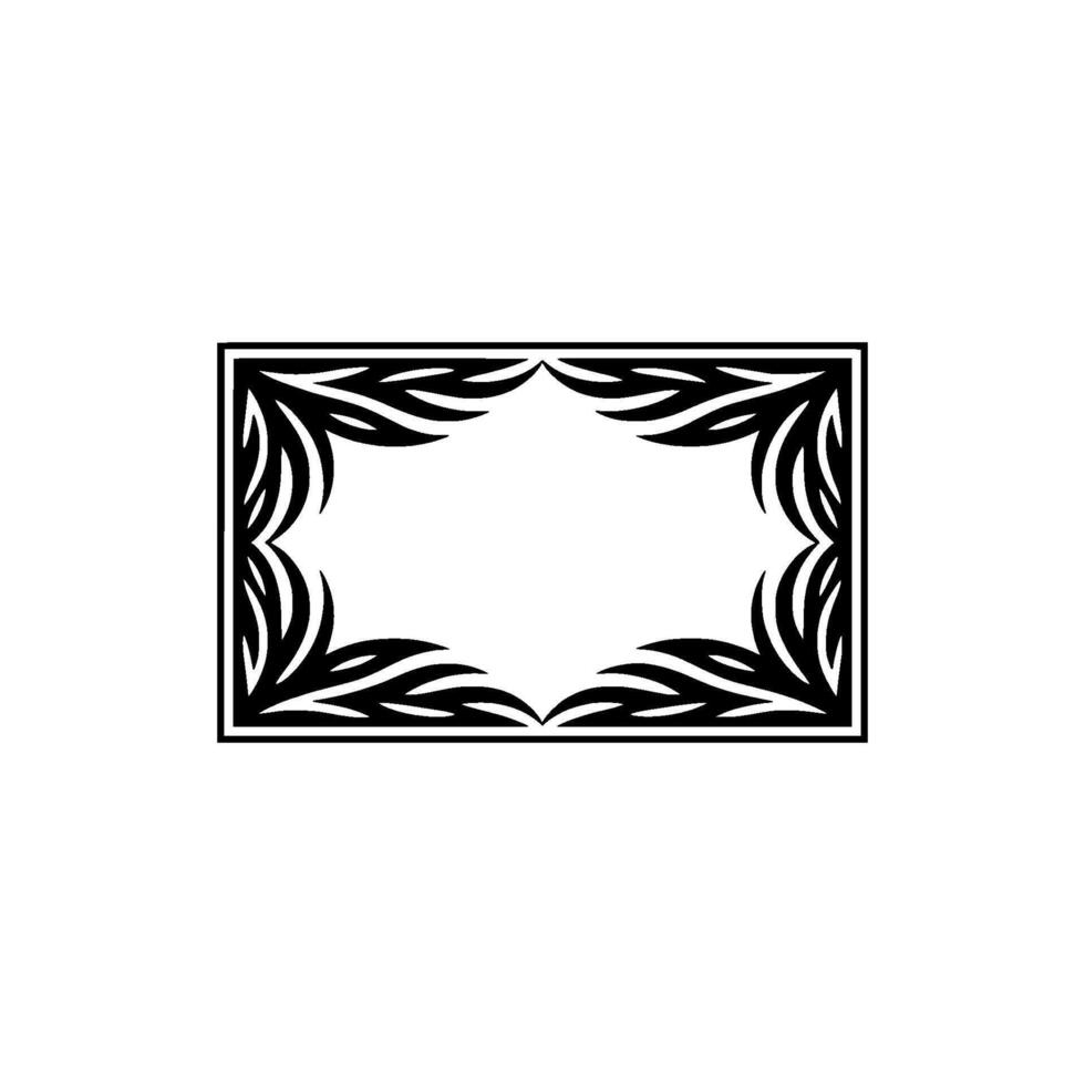 Elegant Black Floral Frame on White Background Minimalist. vector