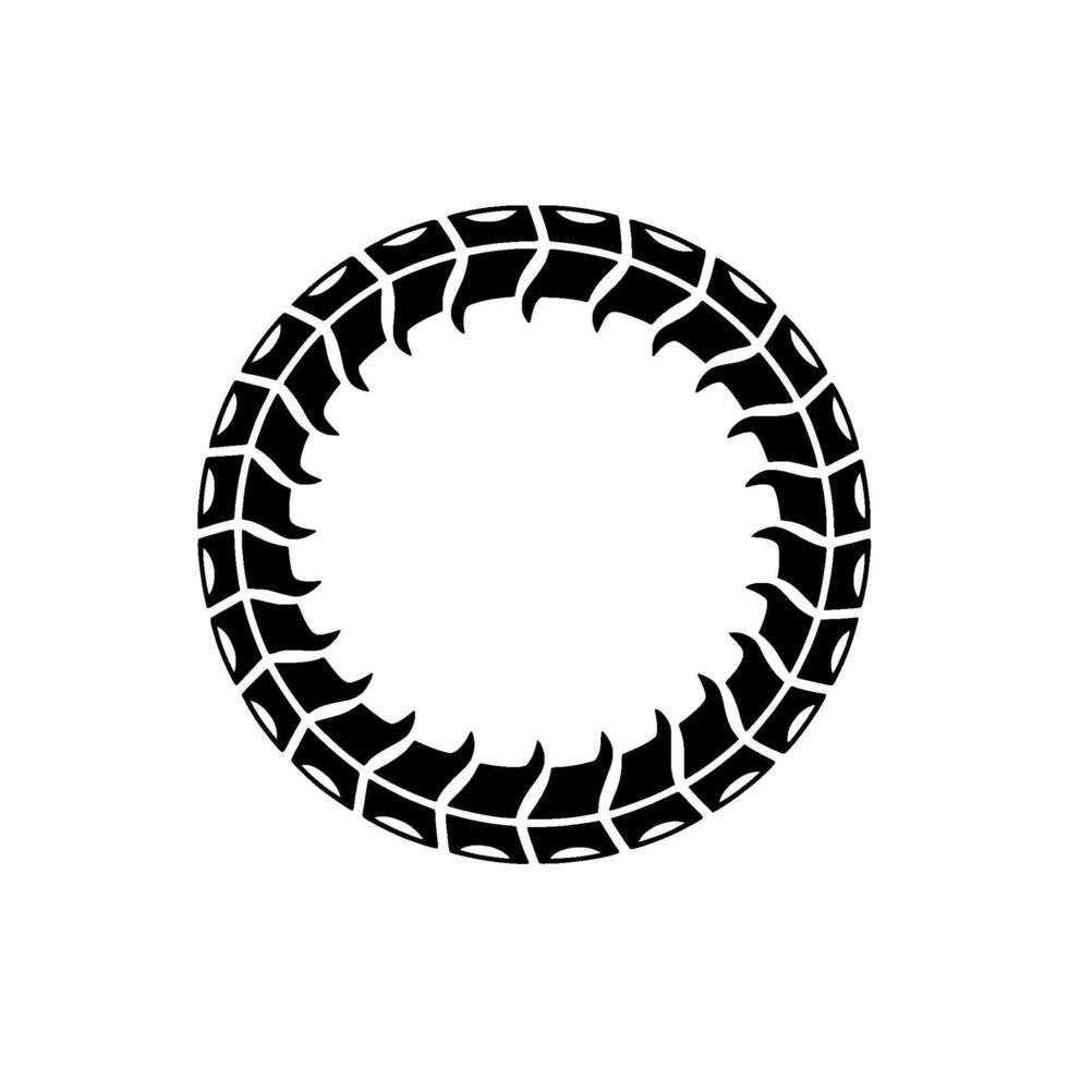 Abstract Tire Tread Circle, Bold Black on White. vector