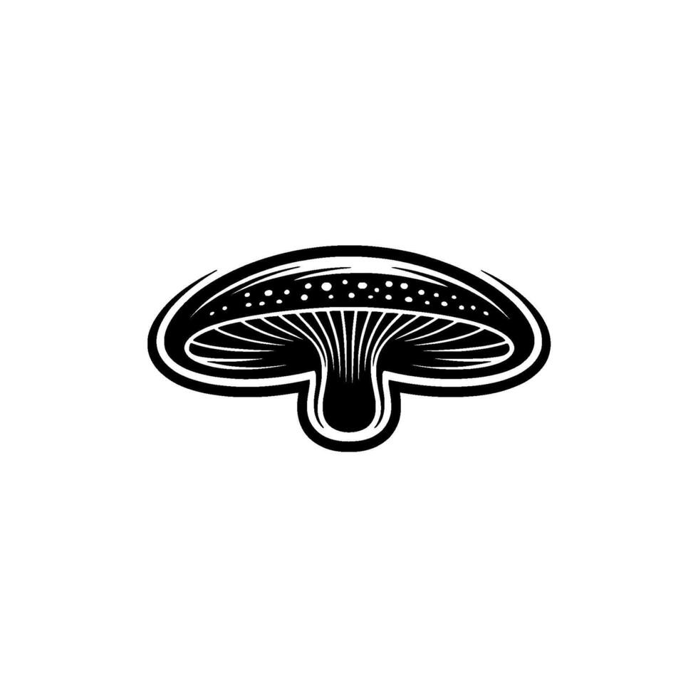 Mushroom Illustration Bold Black and White , Minimalist Style. vector