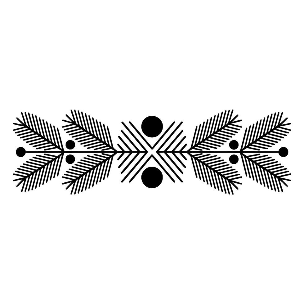 Minimalist Foliage Border , Black and White, Geometric Style. vector