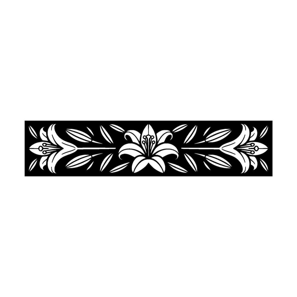Elegant Black and White Lily Floral Border - . vector