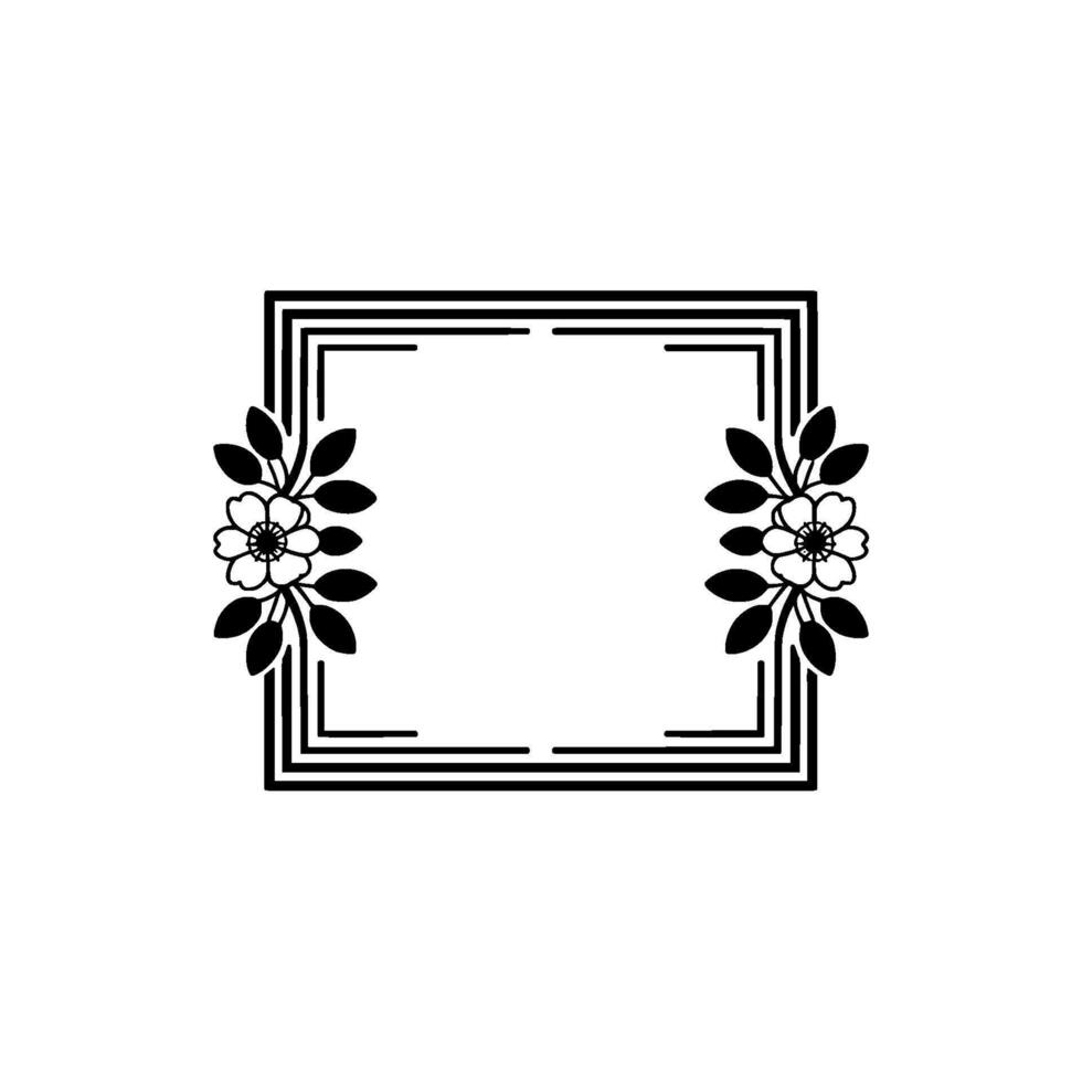 Floral Frame Border, Elegant Minimalist , Wedding Invitation. vector