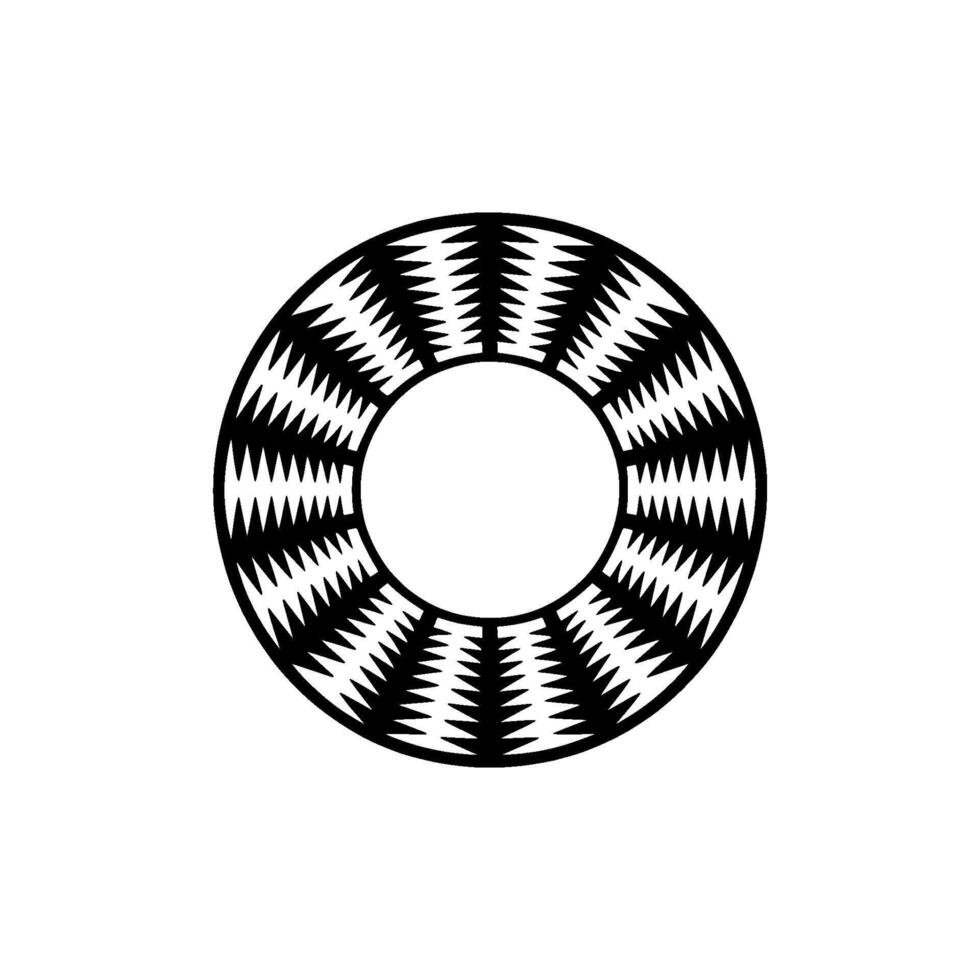Abstract Geometric Ring with Zigzag Pattern on White. vector