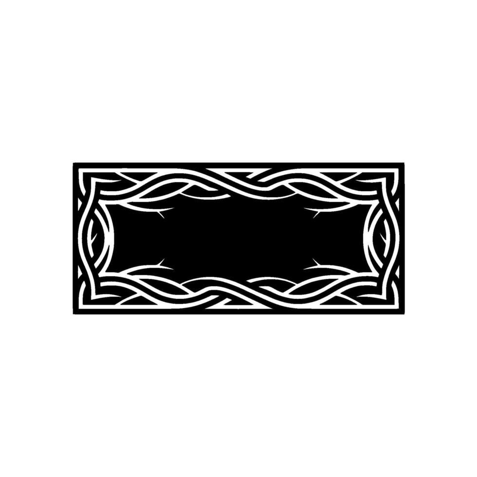 Elegant Ornate Frame Black and White Decorative Element. vector